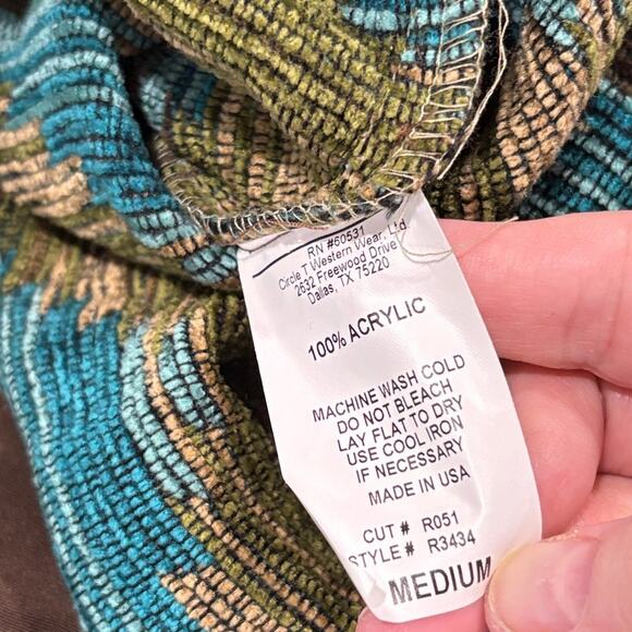 RoughRider by Circle T Size M Jacket Western Southwest Rodeo Cowgirl Teal Brown - Picture 4 of 14